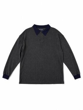 Arrow America’s Sport Men’s Large Gray Herringbone Long Sleeve Polo Shirt Navy